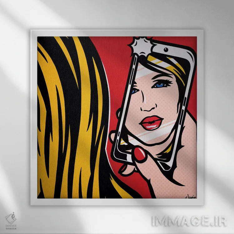 تابلو دکوراتیو دختر با دوربین I اثر جیمز لی - نمای قابدار سفید