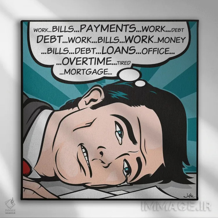 تابلو دکوراتیو قبض ها... پرداخت ها اثر جیمز لی - نمای روبهرو روی دیوار