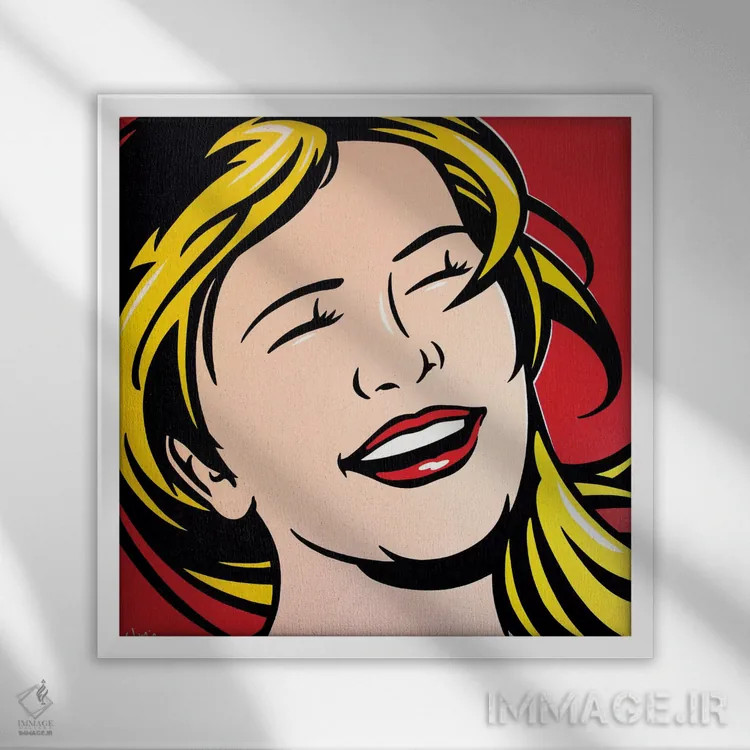 تابلو دکوراتیو دختر خندان اثر جیمز لی - نمای قابدار سفید