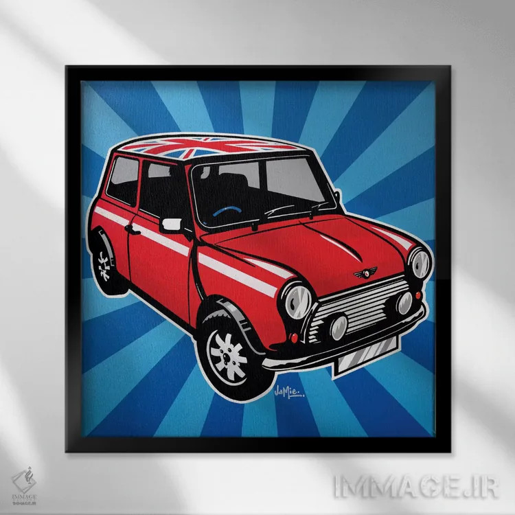 تابلو دکوراتیو مینی کوپر اثر جیمز لی - نمای قابدار مشکی