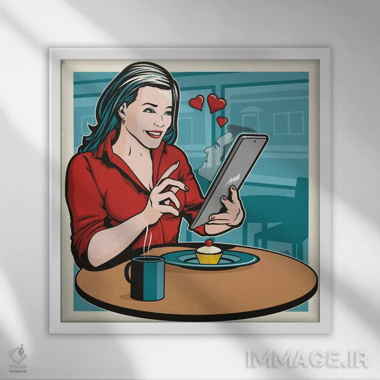 تابلو دکوراتیو جفت شدید! اثر جیمز لی - نمای قابدار سفید