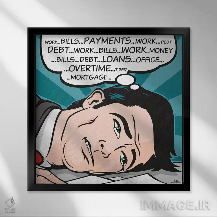 تابلو دکوراتیو قبض ها... پرداخت ها اثر جیمز لی - نمای قابدار مشکی