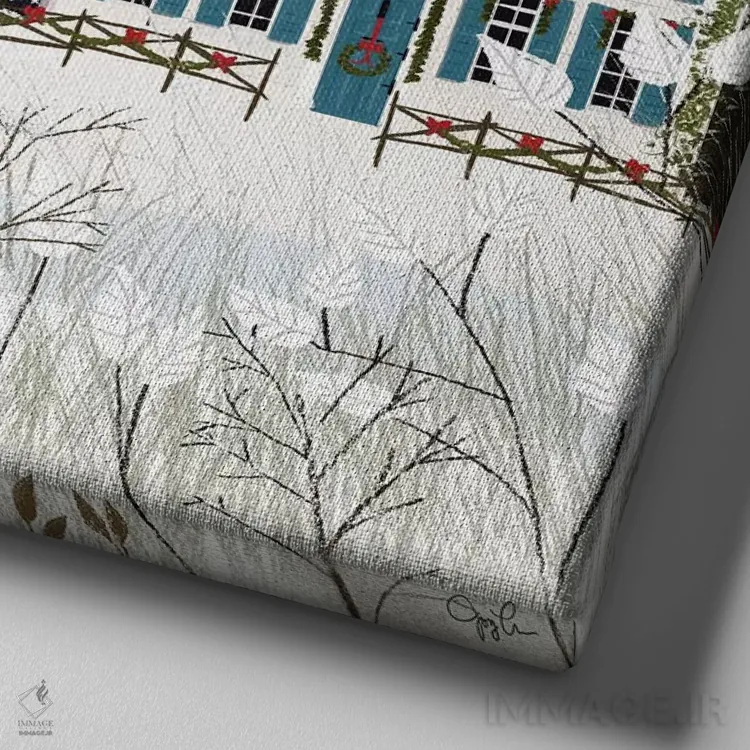 تابلو دکوراتیو استعماری کریسمس اثر جوی لافرم - نمای نزدیک بافت بوم