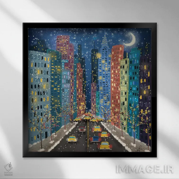 تابلو دکوراتیو خیابان ۴۲ام اثر جوی لافرم - نمای قابدار مشکی