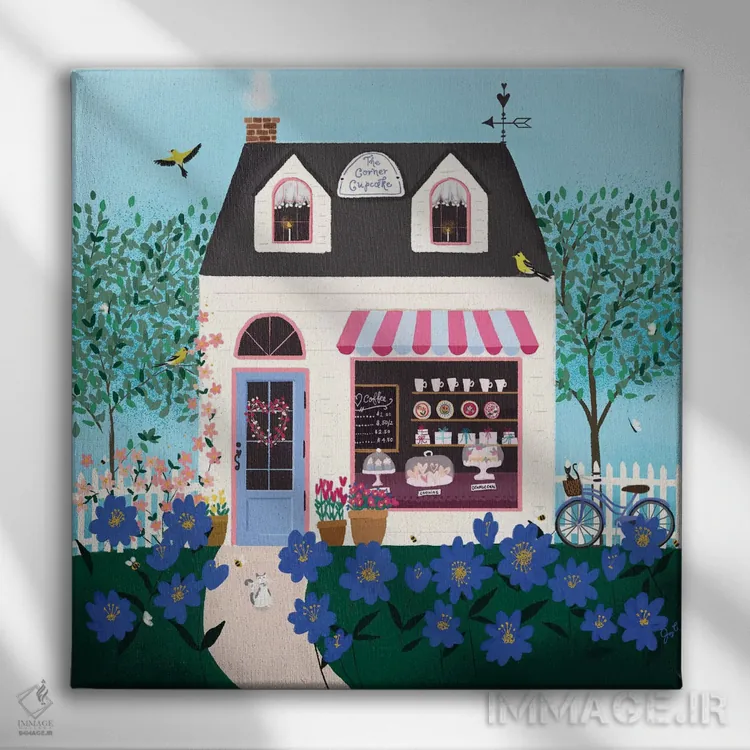 تابلو دکوراتیو ترکیب هنر فولکلور ۵ اثر جوی لافرم - نمای روبهرو روی دیوار