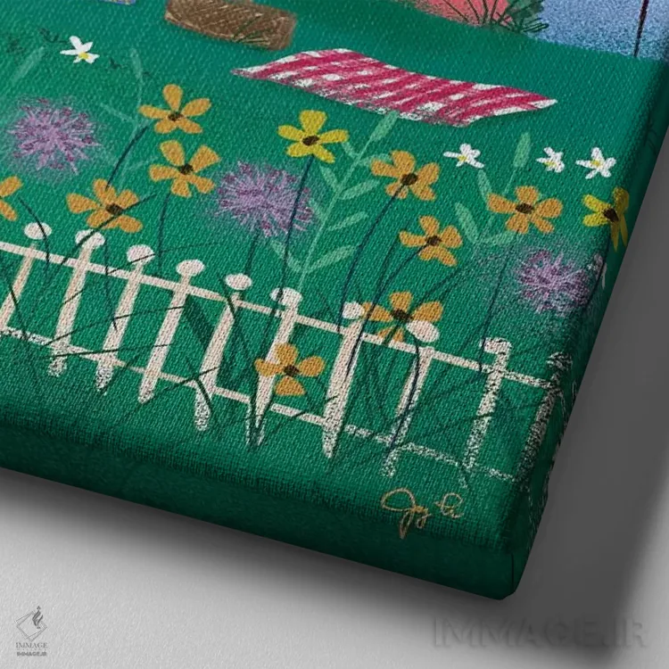 تابلو دکوراتیو ترکیب هنر فولکلور ۳ اثر جوی لافرم - نمای نزدیک بافت بوم