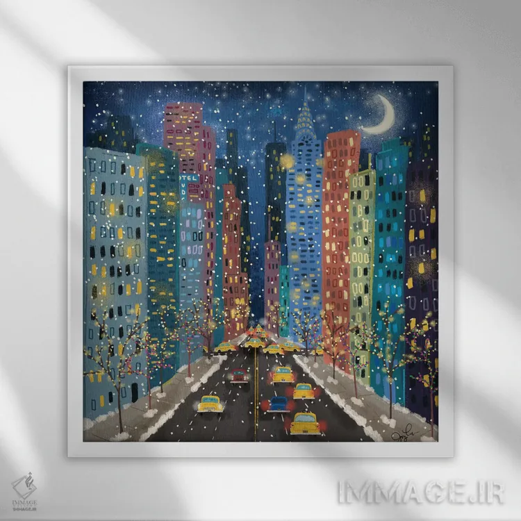 تابلو دکوراتیو خیابان ۴۲ام اثر جوی لافرم - نمای قابدار سفید