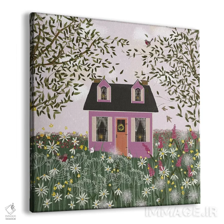 تابلو دکوراتیو خانه بنفش روی تپه اثر جوی لافرم - نمای پرسپکتیو محصول