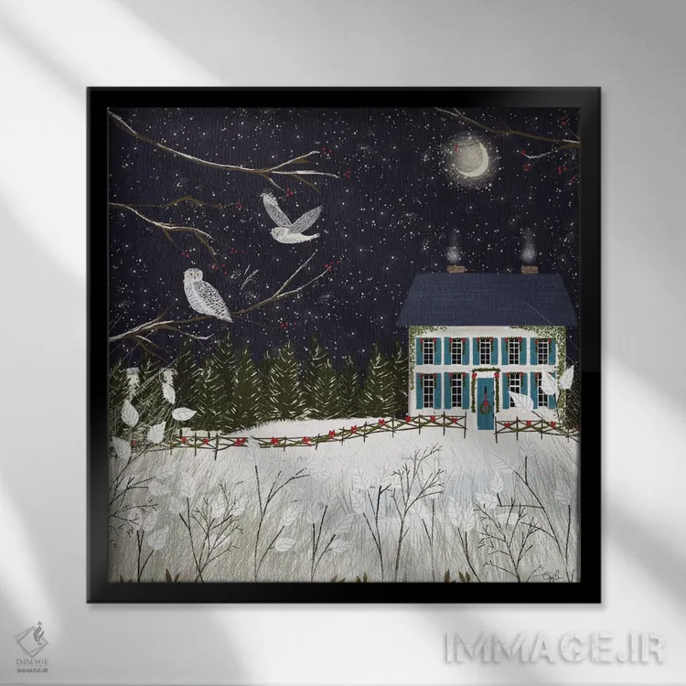 تابلو دکوراتیو استعماری کریسمس اثر جوی لافرم - نمای قابدار مشکی
