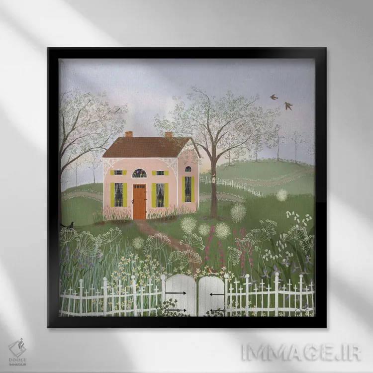 تابلو دکوراتیو مسیر بهاری اثر جوی لافرم - نمای قابدار مشکی