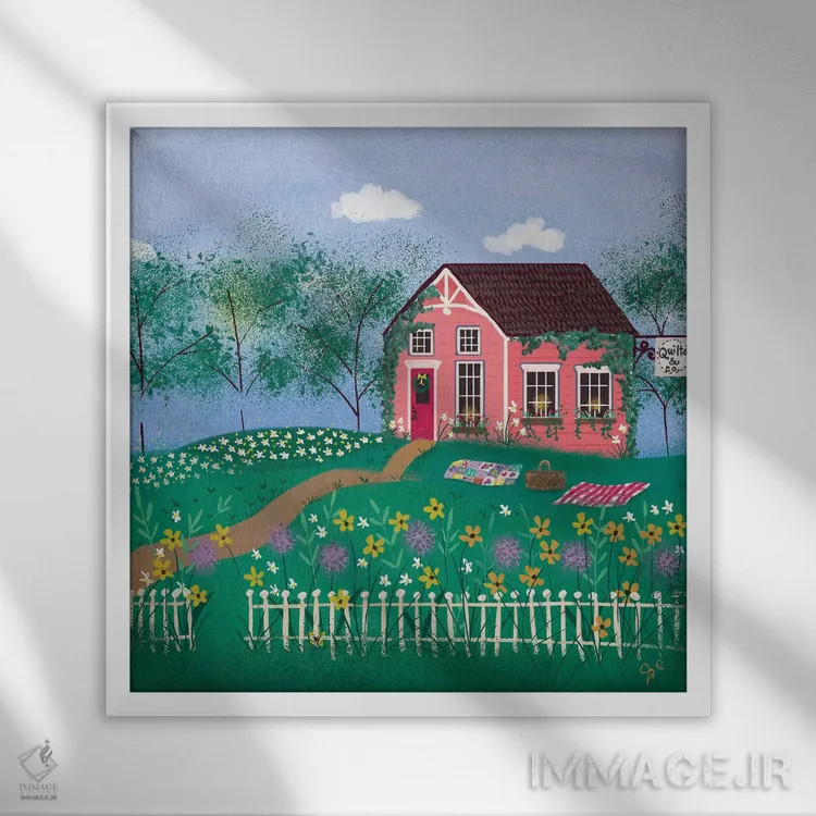 تابلو دکوراتیو ترکیب هنر فولکلور ۳ اثر جوی لافرم - نمای قابدار سفید