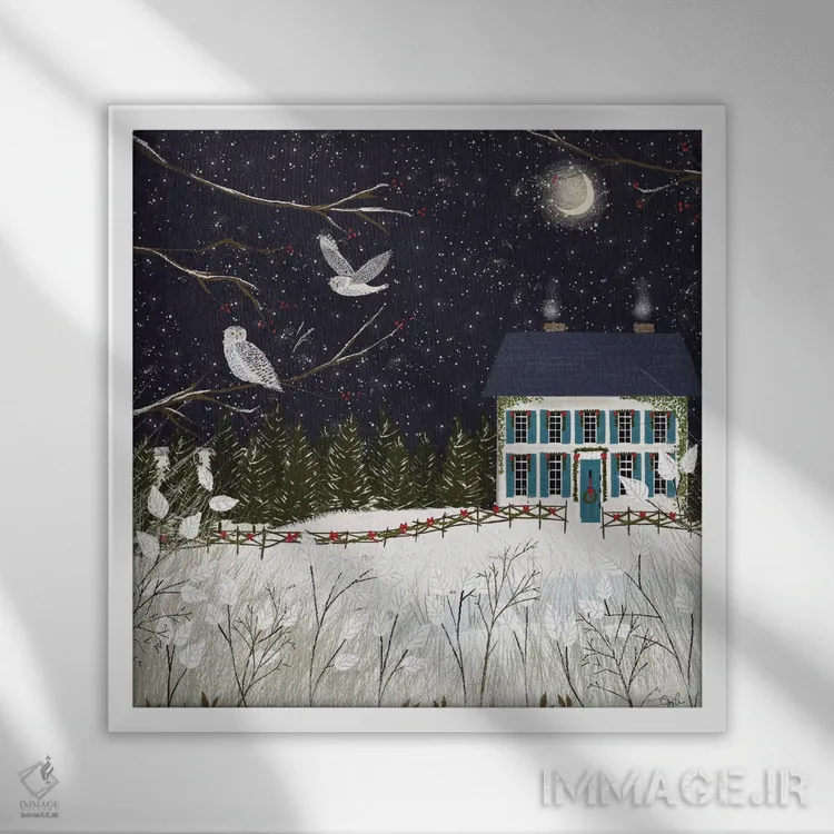تابلو دکوراتیو استعماری کریسمس اثر جوی لافرم - نمای قابدار سفید