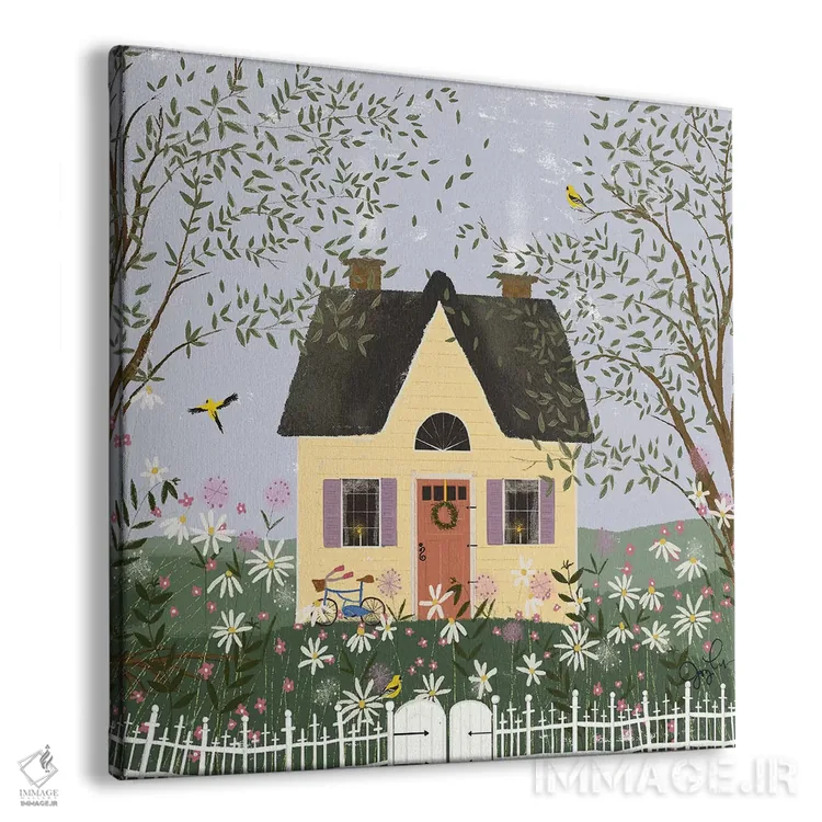 تابلو دکوراتیو خانه زرد روی تپه اثر جوی لافرم - نمای پرسپکتیو محصول