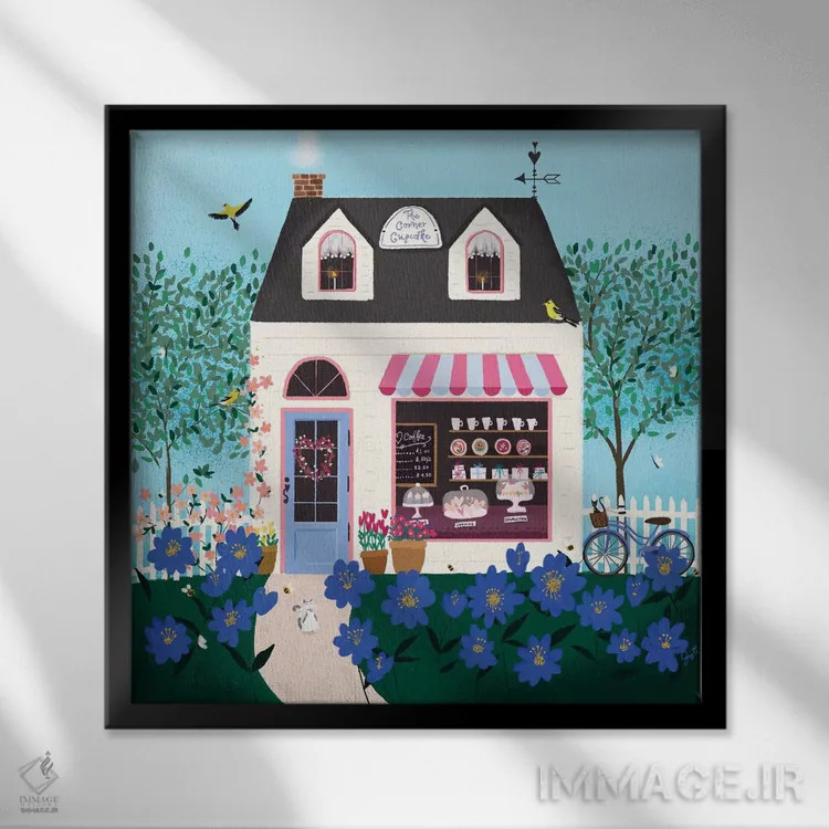 تابلو دکوراتیو ترکیب هنر فولکلور ۵ اثر جوی لافرم - نمای قابدار مشکی