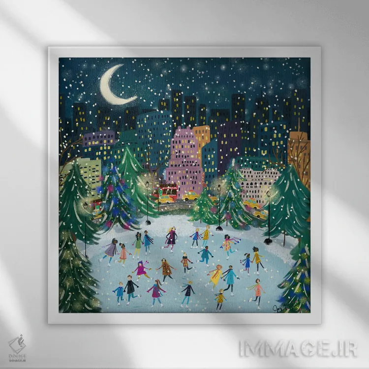 تابلو دکوراتیو اسکیت در پارک اثر جوی لافرم - نمای قابدار سفید