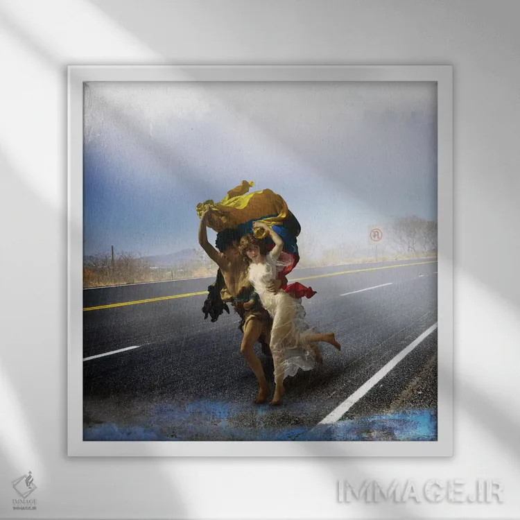 تابلو دکوراتیو بی پرچم اثر خوزه لوئیس گوئررو - نمای قابدار سفید