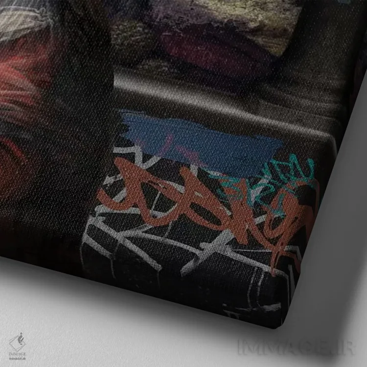 تابلو دکوراتیو مونالیزا اثر خوزه لوئیس گوئررو - نمای نزدیک بافت بوم