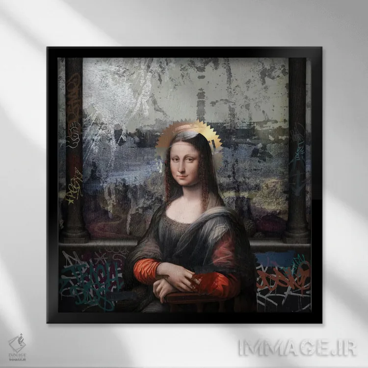 تابلو دکوراتیو مونالیزا اثر خوزه لوئیس گوئررو - نمای قابدار مشکی