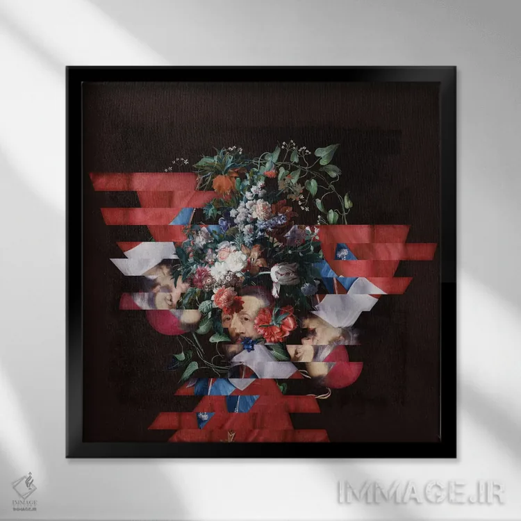 تابلو دکوراتیو پرتره با گل ها اثر خوزه لوئیس گوئررو - نمای قابدار مشکی