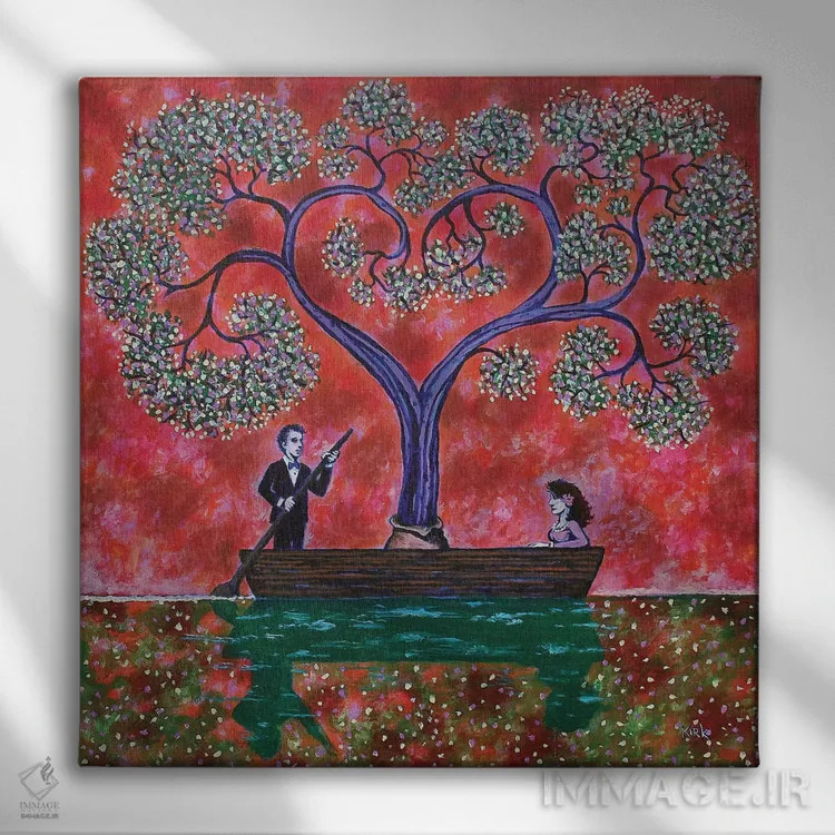 تابلو دکوراتیو پیمایش در آب های عشق اثر جری لی کرک - نمای روبهرو روی دیوار