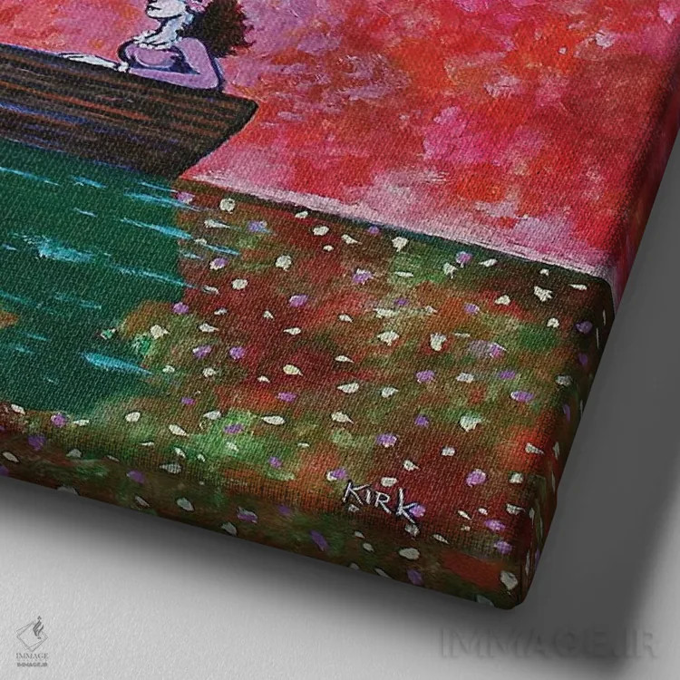 تابلو دکوراتیو پیمایش در آب های عشق اثر جری لی کرک - نمای نزدیک بافت بوم