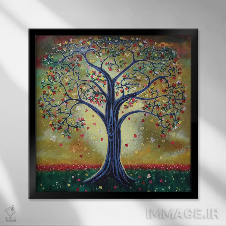 تابلو دکوراتیو درخت بخشنده اثر جری لی کرک - نمای قابدار مشکی