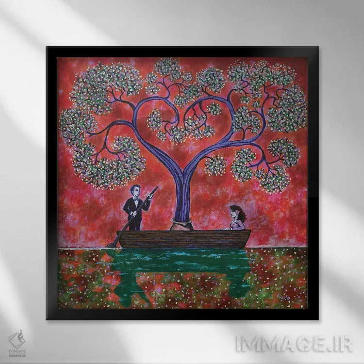تابلو دکوراتیو پیمایش در آب های عشق اثر جری لی کرک - نمای قابدار مشکی
