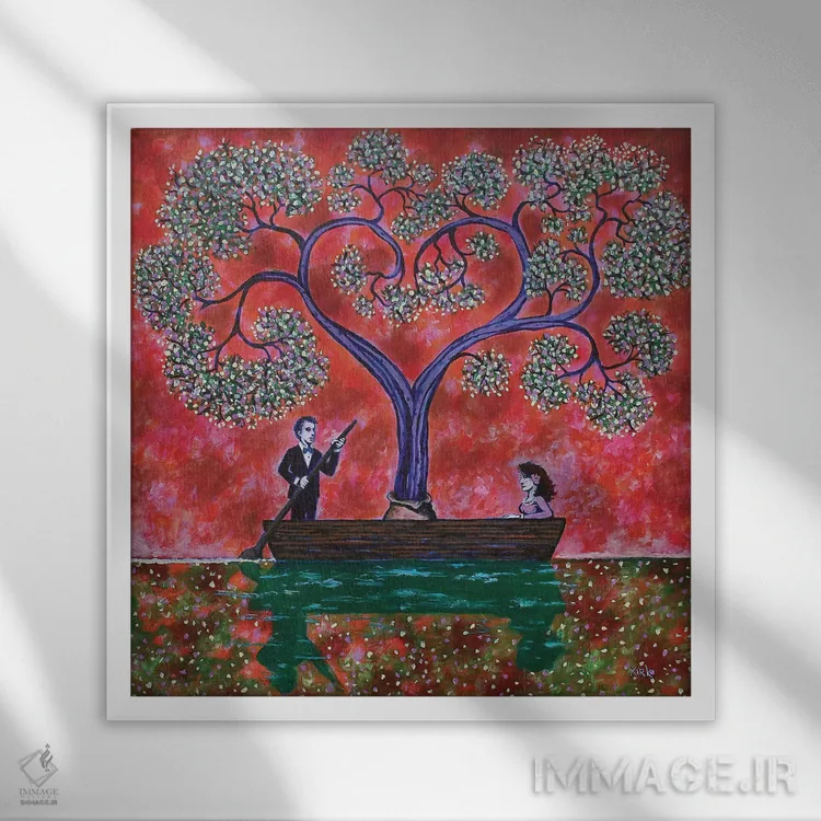 تابلو دکوراتیو پیمایش در آب های عشق اثر جری لی کرک - نمای قابدار سفید