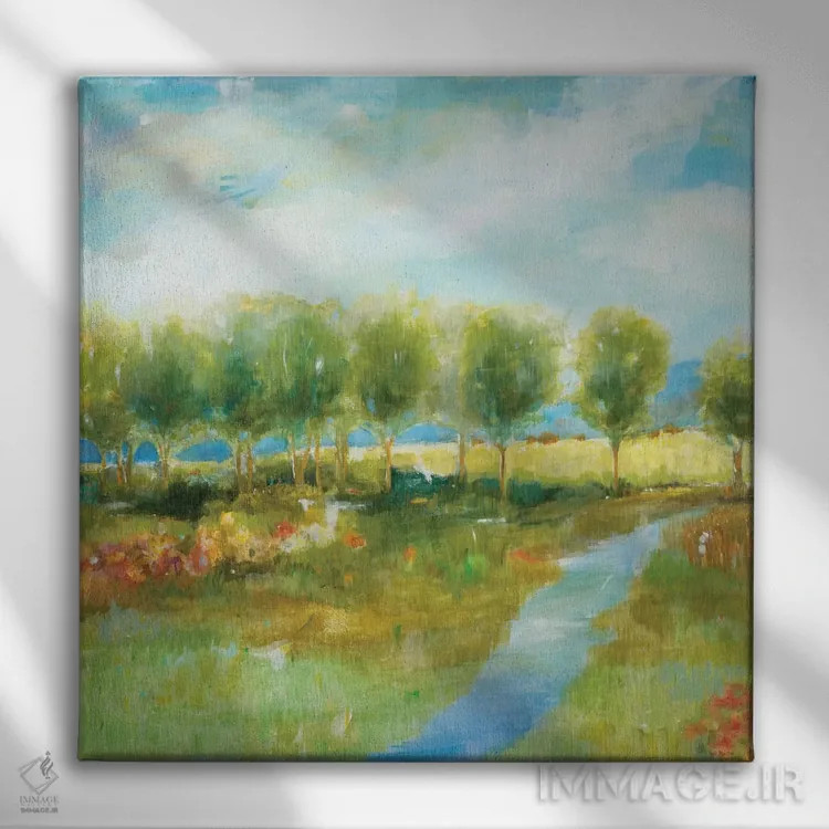 تابلو انتزاعی دره کوچک اثر جیل مارتین - نمای روبهرو روی دیوار