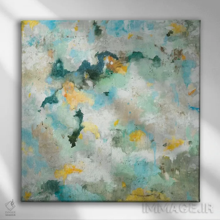 تابلو انتزاعی گفت وگو اثر جیل مارتین - نمای روبهرو روی دیوار