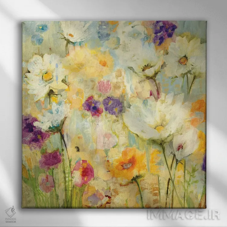 تابلو انتزاعی روح های آزاد اثر جیل مارتین - نمای روبهرو روی دیوار