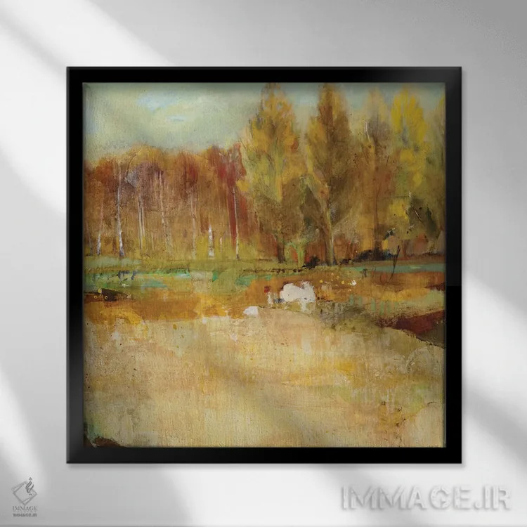 تابلو انتزاعی دشت درختان اثر جیل مارتین - نمای قابدار مشکی