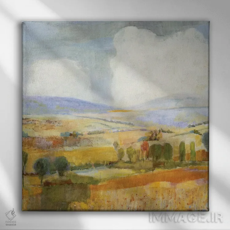 تابلو انتزاعی ارتباطات متقابل اثر جیل مارتین - نمای روبهرو روی دیوار