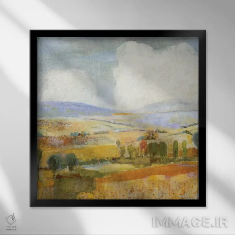 تابلو انتزاعی ارتباطات متقابل اثر جیل مارتین - نمای قابدار مشکی