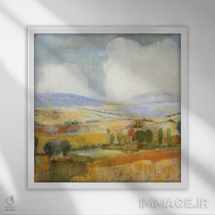 تابلو انتزاعی ارتباطات متقابل اثر جیل مارتین - نمای قابدار سفید