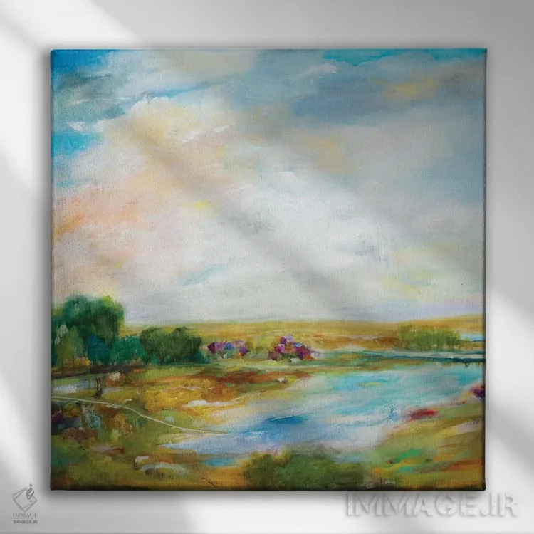 تابلو انتزاعی دید بلندمدت اثر جیل مارتین - نمای روبهرو روی دیوار