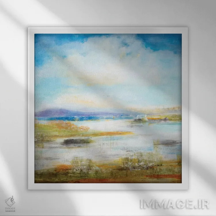 تابلو انتزاعی هم اراضی باتلاقی اثر جیل مارتین - نمای قابدار سفید