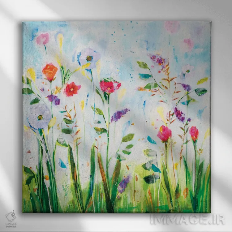 تابلو انتزاعی جستجوی گنجشک ها اثر جیل مارتین - نمای روبهرو روی دیوار