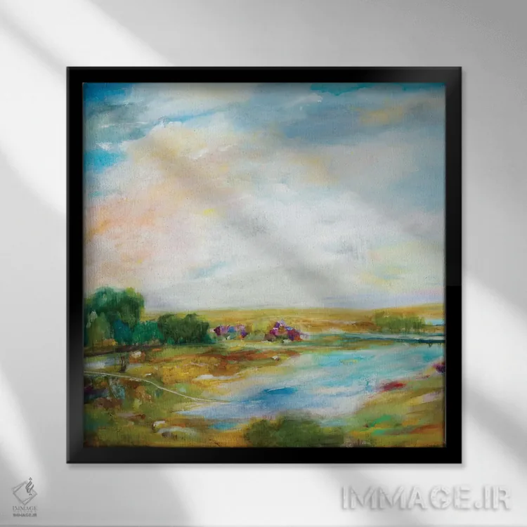 تابلو انتزاعی دید بلندمدت اثر جیل مارتین - نمای قابدار مشکی