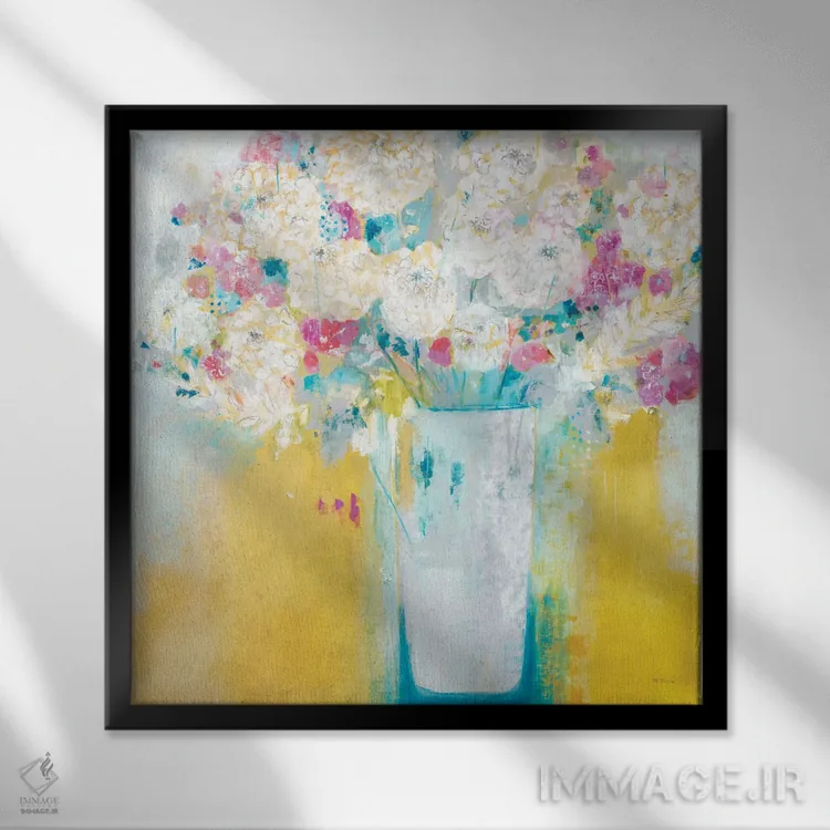 تابلو انتزاعی گل های صبحگاهی اثر جیل مارتین - نمای قابدار مشکی