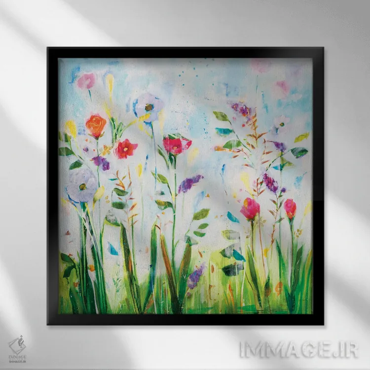 تابلو انتزاعی جستجوی گنجشک ها اثر جیل مارتین - نمای قابدار مشکی