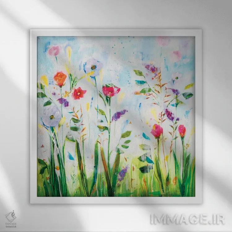 تابلو انتزاعی جستجوی گنجشک ها اثر جیل مارتین - نمای قابدار سفید