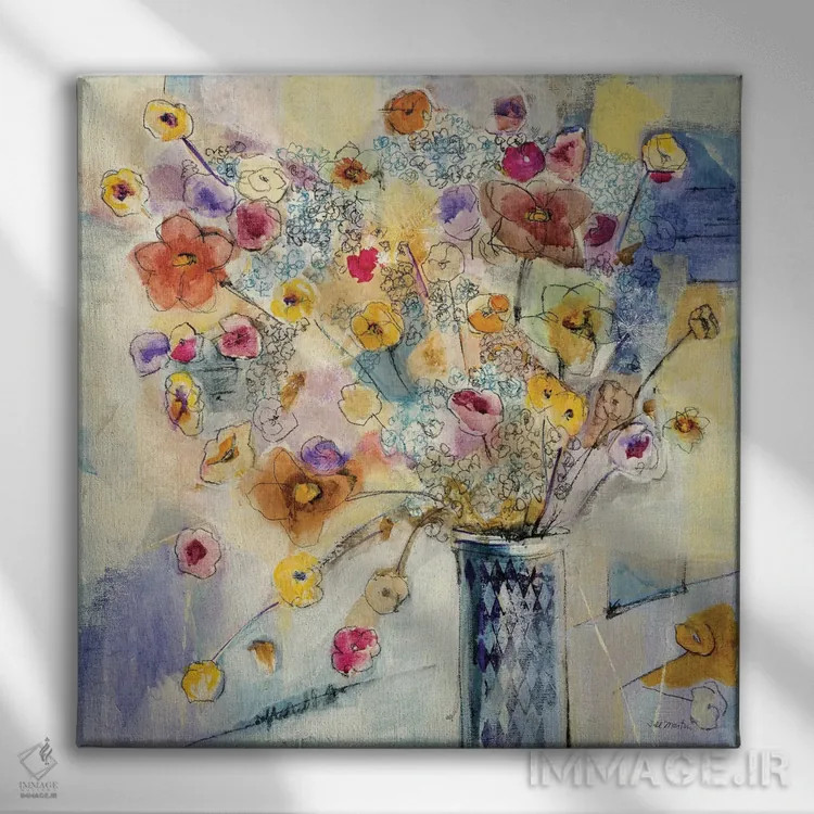 تابلو انتزاعی پاپ کورن ۱ اثر جیل مارتین - نمای روبهرو روی دیوار