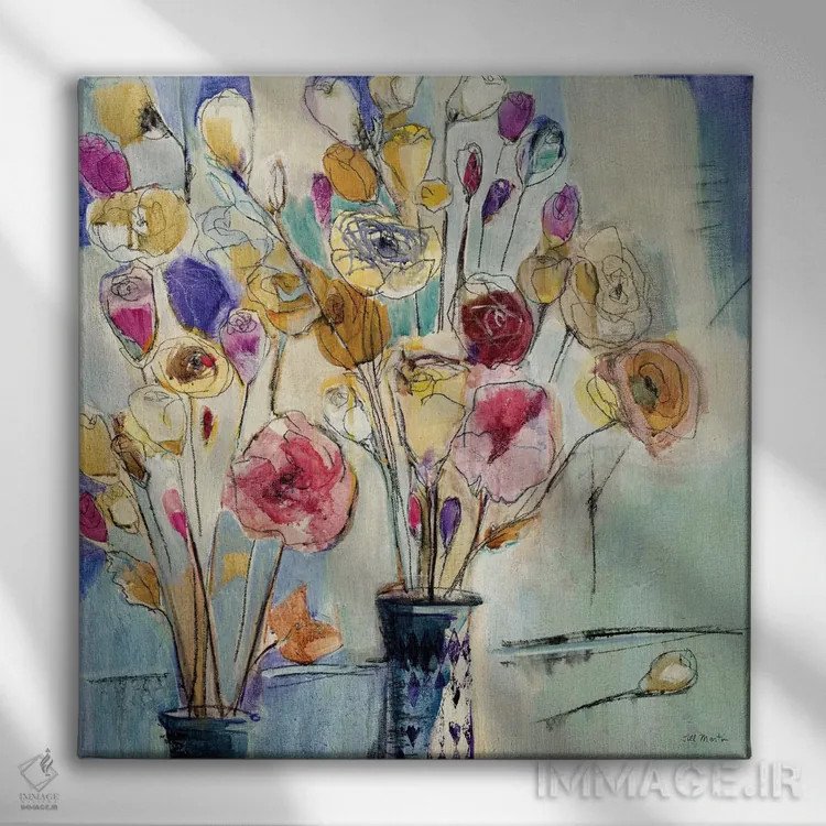 تابلو انتزاعی پاپ کورن ۲ اثر جیل مارتین - نمای روبهرو روی دیوار