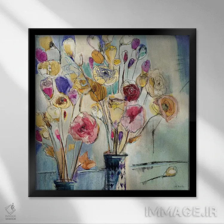 تابلو انتزاعی پاپ کورن ۲ اثر جیل مارتین - نمای قابدار مشکی