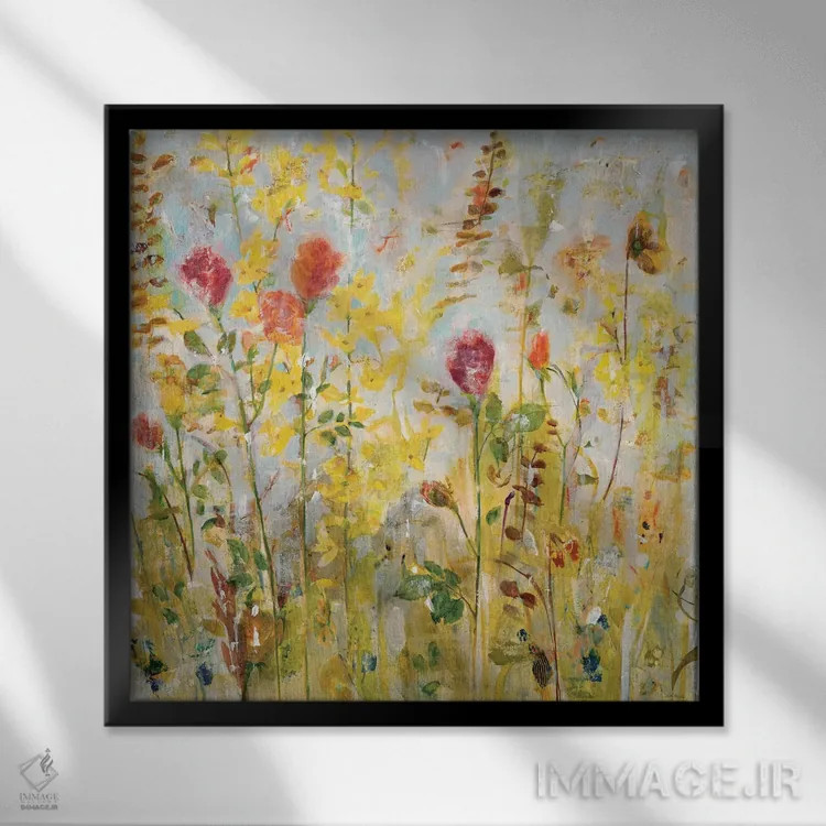 تابلو دکوراتیو میکس بهاری اثر جیل مارتین - نمای قابدار مشکی