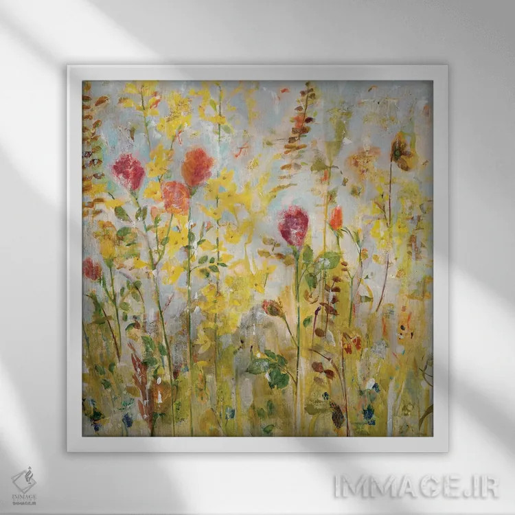 تابلو دکوراتیو میکس بهاری اثر جیل مارتین - نمای قابدار سفید