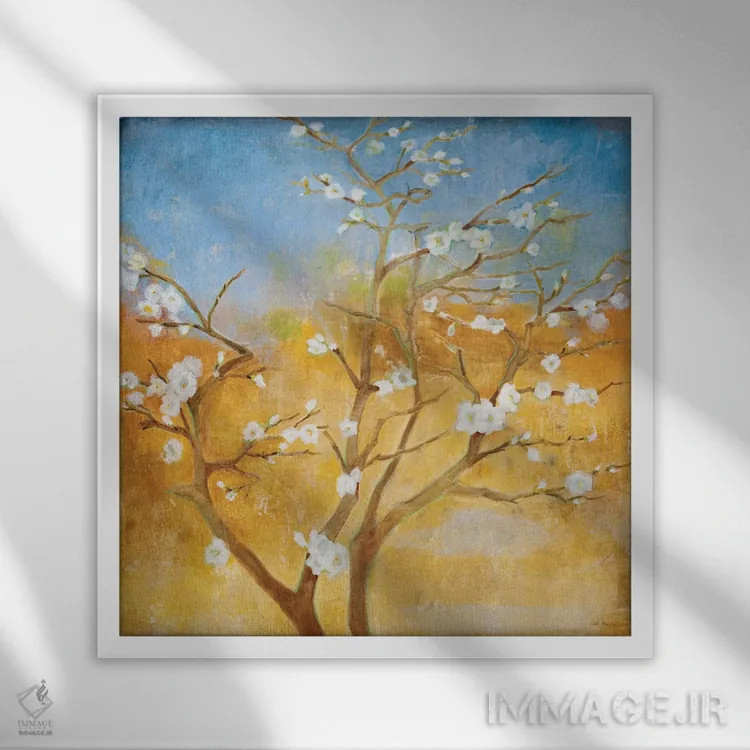 تابلو دکوراتیو جوشش های سفید اثر جیل مارتین - نمای قابدار سفید