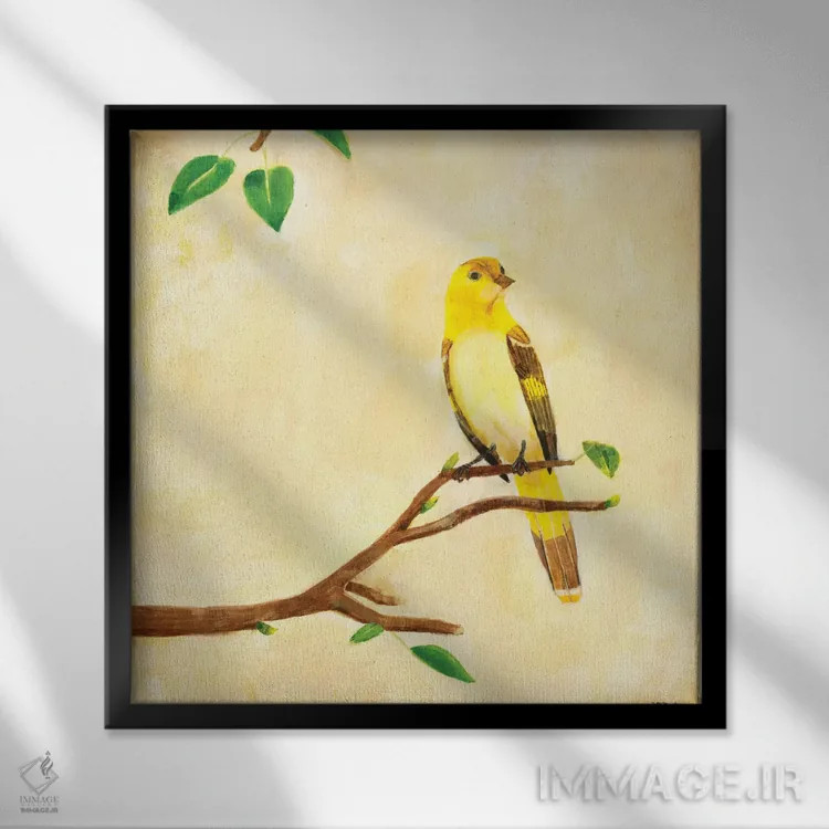 تابلو دکوراتیو آواز پرنده ۱ اثر جیل مارتین - نمای قابدار مشکی
