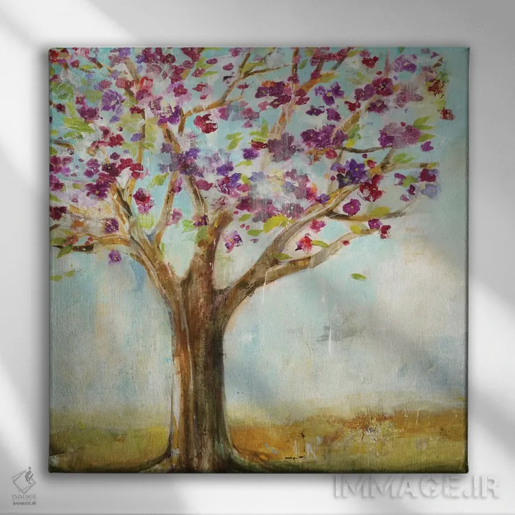 تابلو دکوراتیو درخت برگاندی اثر جیل مارتین - نمای روبهرو روی دیوار